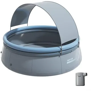 ZAMETTER Aufblasbare Schwimmbäder, faltbar, automatisch, aufblasbar, tragbar, große Kapazität, selbstaufblasender Pool, Garten, aufblasbare Familien-Schwimmbäder mit Schattendach (2,4 m)
