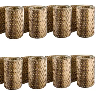 Sellon24® Rattan Sichtschutz-Streifen Rattanoptik Sichtschutz für Stabmattenzaun Flechtoptik 255 x 19 cm (RD08_Stroh_8 Stück)
