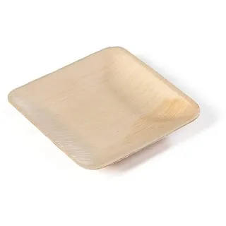 Mank Teller aus Palmblatt 15 x 15cm, -20/200 °C, Bio Einweg Geschirr Salatteller Dessertteller kompostierbar Einwegteller, 20 Stück
