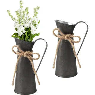 2er-set Schmiedeeiserne Blumenvasen Im Landhausstil, Rustikale Shabby-chic-dekoration Für Hochzeiten, Garten Und Innenräume - Ulisem