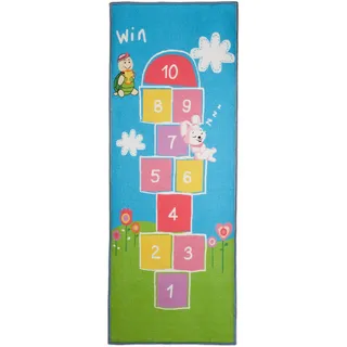 Relaxdays Hüpfspiel Kinderteppich 70 x 180 cm Blau/Grün/Pink/Mehrfarbig