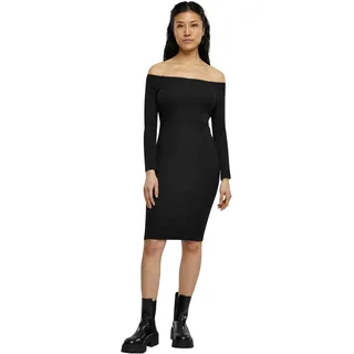 URBAN CLASSICS Off Shoulder Rib Langarmkleid Black S