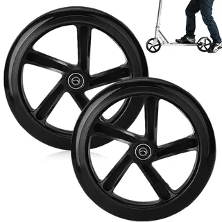 200mm Scooter Rollen 2 Stück, Scooter Ersatzräder mit ABEC-9 Kugellager, City und Stunt ScooterRollen, Anti-Rutsch Roller Räder, Ersatzreifen für ScooterRoller City-Roller, 200 x 40mm Schwarz