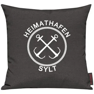 Shirtinstyle Sofakissen Heimathafen Sylt, Kissen, Meer, Heimatort, Stadt, Urlaub, Größe 40 x 40cm, Farbe Anthrazit
