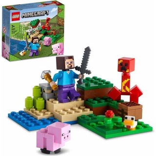 LEGO 21177 Minecraft The Creeper Ambush, Set mit Minifiguren Steve, Schweinchen und Huhn, Spielzeug für Kinder ab 7 Jahren