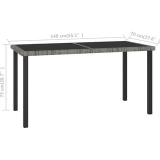 vidaXL Gartentisch 140 x 70 x 73 cm Grau