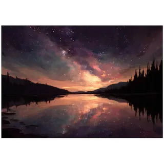 WallArena Fototapete See Natur, Lila 200x140 cm,