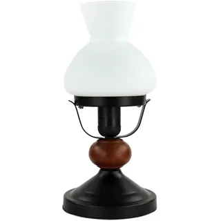 Licht-Erlebnisse Rustikale Tischlampe Braun Holz Metall Glas Landhausstil Wohnzimmer Schlafzimmer Nachttischleuchte, RA7072
