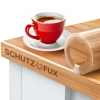 SCHUTZ-FUX Tischfolie 2mm transparent - Tischschutz mit schräger Kante, durchsichtige Tischdecke abwaschbar, Verschiedene Größen, nach Maß, Made in Germany (80 x 135)