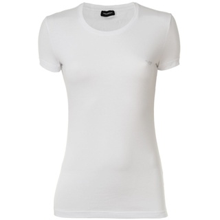 EMPORIO ARMANI Damen T-Shirt - Rundhals, Loungewear, Kurzarm, Stretch Cotton Weiss M