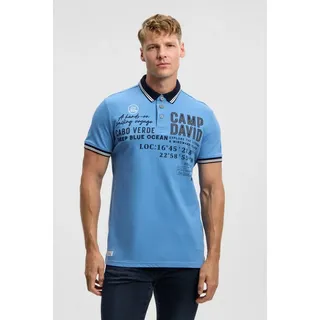 CAMP DAVID Poloshirt mit Seitenschlitze blau M (50)