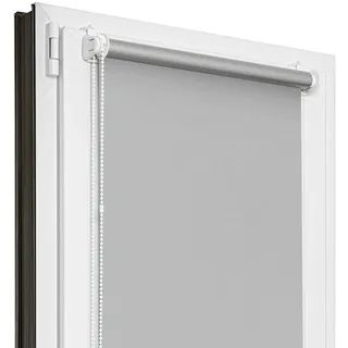 Estika Verdunklungsrollo Thermorollo ohne Bohren - 100 cm x 220 cm - Grau - 13 Stofffarben, Rollos für Fenster ohne Bohren, Klemmfix-Rollos für Innenfenster (100 cm Stoffbreite)