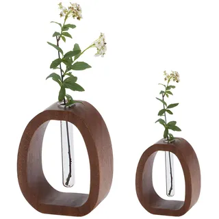 Blumenvase Glas Holz Vase Reagenzglas Vase Holzvasen Pampasgras Glasvase für Trockenblumen Frische Blumen Kunstblumen Wohnkultur Boho Minimalismus Frauen Geschenke für Geburtstag Muttertag (C)