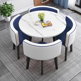 RUANLOV 80cm Runder Esstisch mit 4 Stühlen Set,Konferenztisch Rund, Besprechungstisch mit Stühlen, Für Esszimmer und Küche (E)