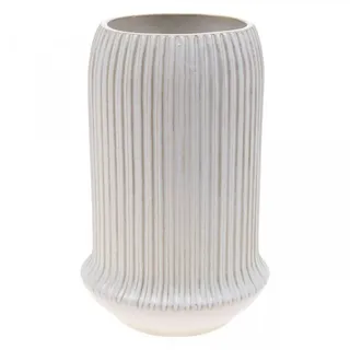 Florists Products Übertopf Weiße Keramik Vase mit Rillen Ø13cm H20cm Vintage Boho Shabby weiß