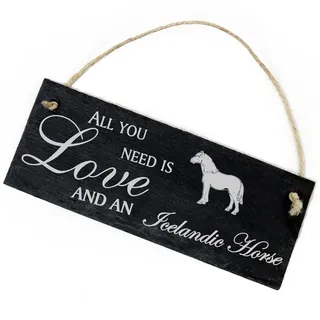 Dekolando Hängedekoration Islandpferd Isländer Pferd 22x8cm All you need is Love and an Iceland grau|schwarz