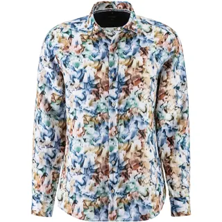 Leinenhemd OLYMP "Casual" Gr. XL, N-Gr, bunt Herren Hemden Langarm mit modischem Alloverprint