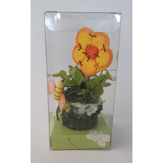 Comarco Sa Vase aus Holz mit Blume, Mehrfarbig, 15 cm
