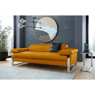 W.SCHILLIG 2-Sitzer finn, German Design Award 2016, Fußgestell Chrom glänzend, Breite 210 cm gelb
