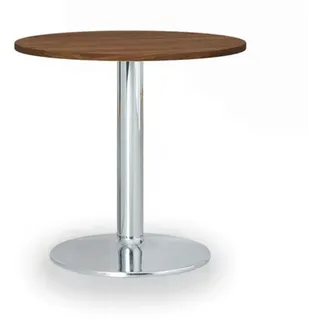 Runder Konferenztisch ZEUS II, Durchmesser 60 cm, verchromtes Metallgestell, Nuss