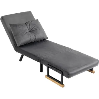 1-sitzer-schlafsessel/bett, 3-in-1-design, Verstellbare Rückenlehne, Graues Samtkissen, 63 X 73 X 81 Cm
