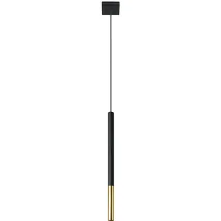 Pendelleuchte schwarz Metall Hängeleuchte schwarz Zylinder Hängelampe schwarz Modern, aus Stahl mit gold Akzent, 1x G9, DxH 8x110 cm
