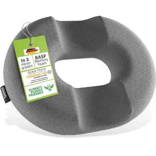 feela Sitzkissen Orthopädischer Sitzring – entlastet Steißbein & Becken beim Sitzen, Ideal nach OP, Schwangerschaft & bei Hämorrhoiden – mehr Komfort grau 33 cm x 44 cm
