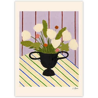 The Poster Club - Flowers on Striped Cloth von Carla Llanos, 40 x 50 cm