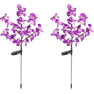 Maximex LED Gartenleuchte Modell Orchidee, Ein-/Ausschalter, LED fest integriert, Extra-Warmweiß, LED Gartenstecker, solarbetriebene Gartenbeleuchtung, 2 Einstellungen bunt