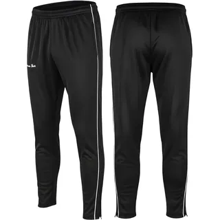 German Wear Striker Herren Jogginghose Sporthose Fleecehose | Atmungsaktiv, doppellagig, wärmt & absorbiert Schweiß - Microfleece-Innenseite | Taschen & Beine mit Reißverschluss Schwarz - XL