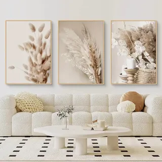 luxuskollektion 3er Boho Beach Landschaft Pampas Wandbilder Set E 21x30cm