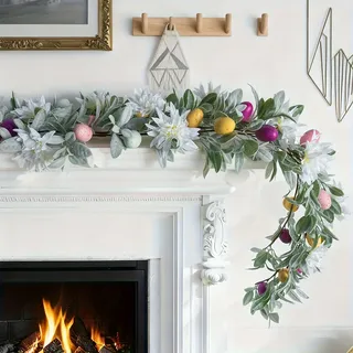 Oster Girlande 180cm – Eier Blumen Deko Girlande Kamin Fenster Party