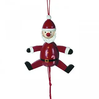 Weihnachtlicher Hampelmann Santa Claus, Holz, 3 Stück, Christbaumanhänger