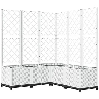 vidaXL Pflanzkübel mit Rankgitter Weiß 120x120x136 cm PP