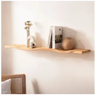 FineBuy Wandregal 120 x 3 x 20 cm Braun