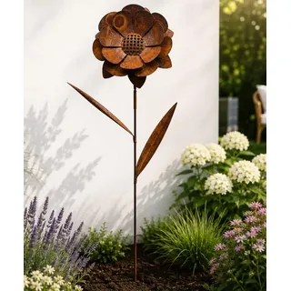 Terma Stahldesign Rost 3D Sonnenblume XXL Gartenstecker 160 cm Edelrost Blume Gartendeko Metall Rostblume Gartenfigur Handmade Germany