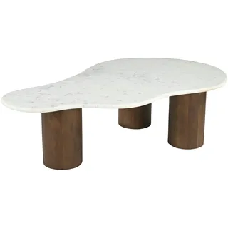 SIT Möbel Couchtisch | Tischplatte Marmor weiß | Füße Mango massiv braun | B 135 x T 80 x H 40 cm | 14788-30 | Serie RONDURA