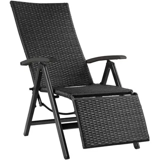 Tectake Rattanstuhl Brisbane 58 x 77 x 113 cm schwarz