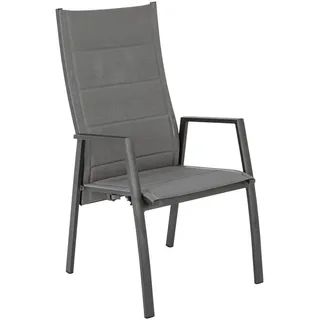 AMBIA GARDEN Gartensessel, Anthrazit, Dunkelgrau, Metall, Textil, eckig, Flachrohr, 56x110x65 cm, Gartenmöbel, Gartenstühle, Gartenstühle