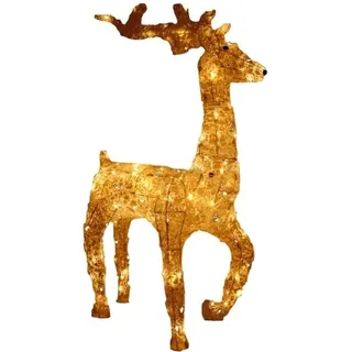 Lex XXL LED Acryl Hirsch Weihnachtsfigur 120cm beleuchtet Weihnachtsdeko Außen & Innen Gold Warmweiß : Gold-Warmweiß