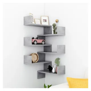 furnicato Wandregal Eckregal Betongrau 40 x 40 x 50 cm aus Holzwerkstoff, 2er-Set, 2-tlg., Stabile Wandablage mit 40 kg Belastbarkeit für das Wohnzimmer grau