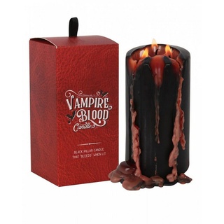 Horror-Shop Kerzenständer Große Schwarze Stumpenkerze mit Vampirblut 15cm rot|schwarz