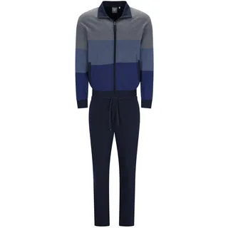 hajo Herren Hausanzug, lang - Klima-Komfort, Zip-Jacke, Baumwoll-Mix Dunkelblau / L
