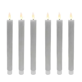 Relaxdays LED Stabkerzen 6 St. grau