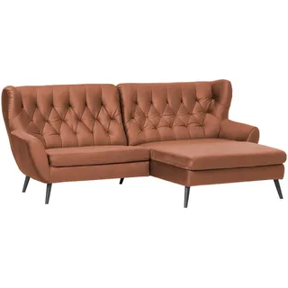 Stylife Ecksofa, Kupfer, Holz, Buche, vollmassiv, Uni, 4-Sitzer, Ottomane rechts, L-Form, 237x165 cm, Typenauswahl, Fußauswahl, Stoffauswahl, seitenverkehrt erhältlich, Hocker Rücken echt, Armteil links, rechts, Wohnzimmer, Sofas & Couches, Wohnlandschaften, Ecksofas
