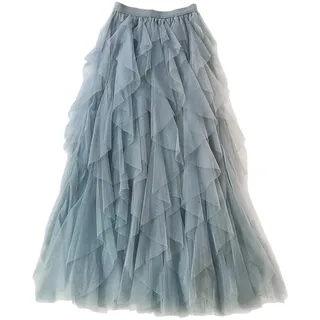 Femirah Damen Tüllrock Regenbogen A Line Tüllrock Stufenrock Petticoat - Blau - Einheitsgröße - Einheitsgröße