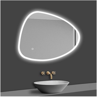duschspa Badspiegel LED Badspiegel spezieller Runde Spiegel Touch/Wandschalter, Warm/Neutral/Kaltweiß, dimmbar, Memory, Beschlagfrei 80 cm x 65 cm x 3.3 cm