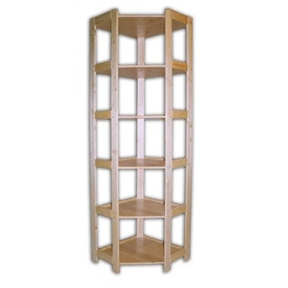 HOLZREGAL MASSIVHOLZ ECKREGAL 60 X 60 X 204 CM, 6 FACHBÖDEN - NUSS