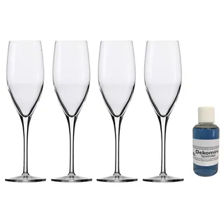 Dekomiro Eisch Superior Sensis Plus Chamapagnergläser Sektgläser mit Moussierpunkt 500/71 4er Set mit 50 ml Spülmittel
