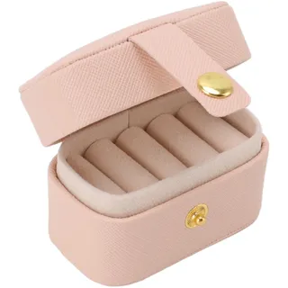 Mini-schmuckkästchen Aus Pu-leder, Aufbewahrungsbox Für Ringe, Reiseorganizer Für Ohrringe, Rosa